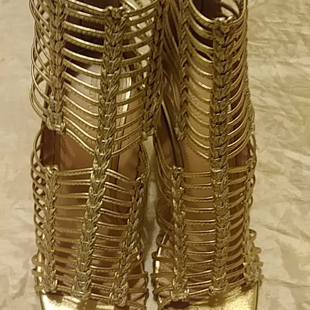 Sigerson Morrison Mella Gold Gladiator Heels - Picture 3 of 7